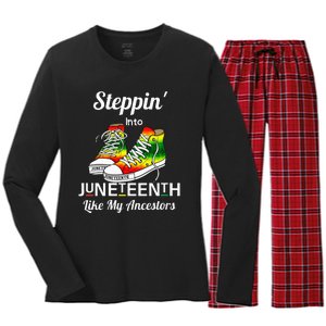 Stepping Into Juneteenth Like My Ancestors Happy Juneteenth Women's Long Sleeve Flannel Pajama Set 