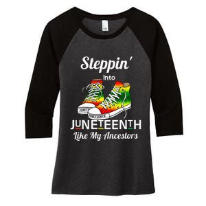 Stepping Into Juneteenth Like My Ancestors Happy Juneteenth Women's Tri-Blend 3/4-Sleeve Raglan Shirt