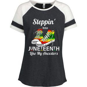 Stepping Into Juneteenth Like My Ancestors Happy Juneteenth Enza Ladies Jersey Colorblock Tee