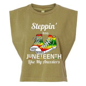 Stepping Into Juneteenth Like My Ancestors Happy Juneteenth Garment-Dyed Women's Muscle Tee