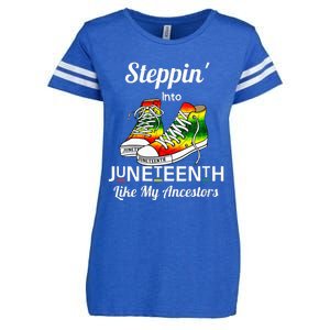 Stepping Into Juneteenth Like My Ancestors Happy Juneteenth Enza Ladies Jersey Football T-Shirt