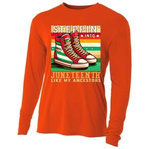 Stepping Into Junenth Like My Ancestors Black History Funny Gift Cooling Performance Long Sleeve Crew