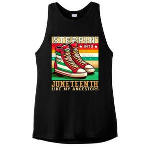 Stepping Into Junenth Like My Ancestors Black History Funny Gift Ladies PosiCharge Tri-Blend Wicking Tank