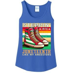 Stepping Into Junenth Like My Ancestors Black History Funny Gift Ladies Essential Tank