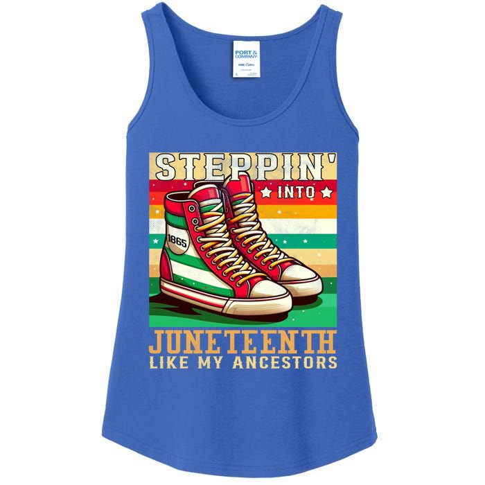 Stepping Into Junenth Like My Ancestors Black History Funny Gift Ladies Essential Tank