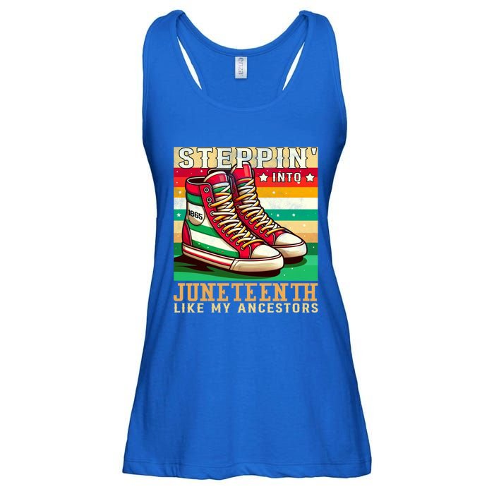 Stepping Into Junenth Like My Ancestors Black History Funny Gift Ladies Essential Flowy Tank