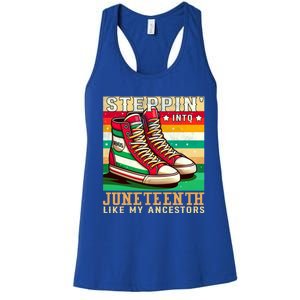 Stepping Into Junenth Like My Ancestors Black History Funny Gift Women's Racerback Tank