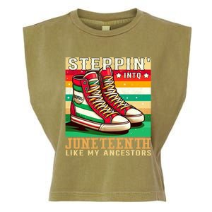 Stepping Into Junenth Like My Ancestors Black History Funny Gift Garment-Dyed Women's Muscle Tee