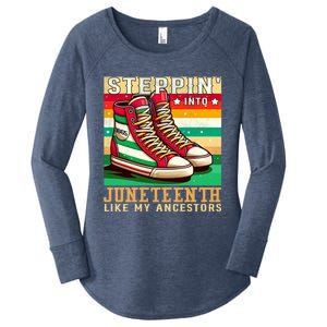 Stepping Into Junenth Like My Ancestors Black History Funny Gift Women's Perfect Tri Tunic Long Sleeve Shirt