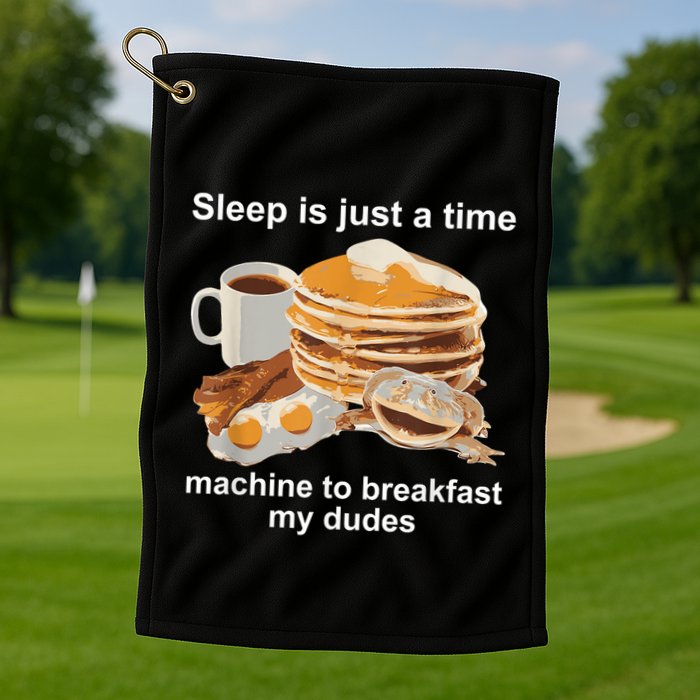 Sleep Is Just A Time Machine To Breakfast My Dudes Golf Towel
