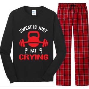 Sweat Is Just Fat Crying Workout Cute Gift Long Sleeve Pajama Set