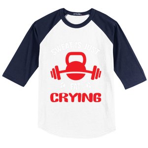 Sweat Is Just Fat Crying Workout Cute Gift Baseball Sleeve Shirt