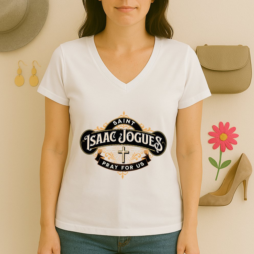 St Isaac Jogues Catholic Confirmation Jesuit French Saints Women's V-Neck T-Shirt