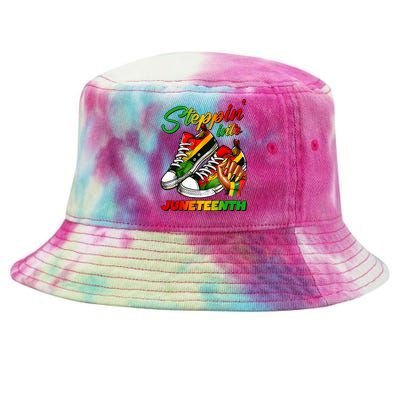 Stepping Into Juneteenth Afro Woman Black Girl Sneakers Tie-Dyed Bucket Hat