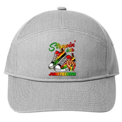 Stepping Into Juneteenth Afro Woman Black Girl Sneakers 7-Panel Snapback Hat