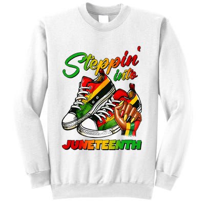 Stepping Into Juneteenth Afro Woman Black Girl Sneakers Sweatshirt