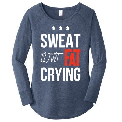 Sweat Is Just Fat Crying Fitness Gym Workout Gift Women's Perfect Tri Tunic Long Sleeve Shirt