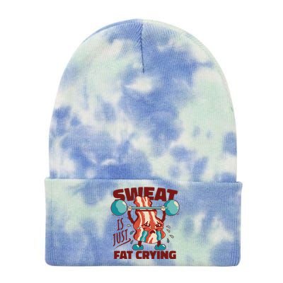 Sweat Is Just Fat Crying Funny Quotes Gift Tie Dye 12in Knit Beanie