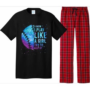 Softball I Know I Play Like Girl Gift Funny N Women Pajama Set