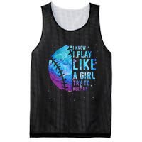 Softball I Know I Play Like Girl Gift Funny N Women Mesh Reversible Basketball Jersey Tank