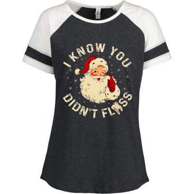 Santa I Know You DidnT Floss Dentist Dental Christmas Enza Ladies Jersey Colorblock Tee