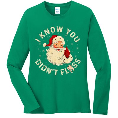 Santa I Know You DidnT Floss Dentist Dental Christmas Ladies Long Sleeve Shirt