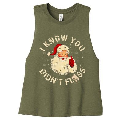 Santa I Know You DidnT Floss Dentist Dental Christmas Women's Racerback Cropped Tank