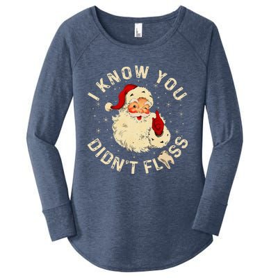 Santa I Know You DidnT Floss Dentist Dental Christmas Women's Perfect Tri Tunic Long Sleeve Shirt