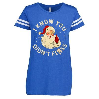 Santa I Know You DidnT Floss Dentist Dental Christmas Enza Ladies Jersey Football T-Shirt