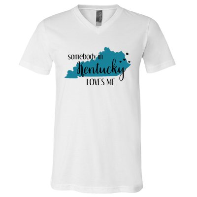 Somebody In Kentucky Loves Me Ky State V-Neck T-Shirt