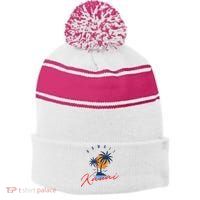 Summer In Kauai Beach Hawaii Stripe Pom Pom Beanie