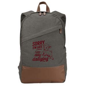 Sorry Im Late I Was Dilly Dallying Funny Cute Lamb Cotton Canvas Backpack