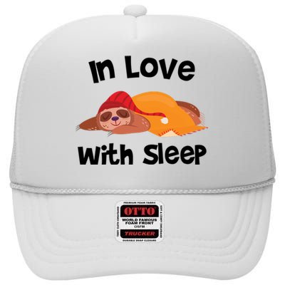 Sloth In Love With Sleep High Crown Mesh Back Trucker Hat