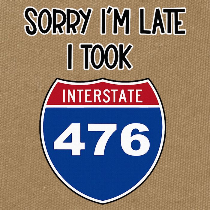 Sorry IM Late I Took Interstate 476 Traffic Car Hwy Highway Cotton Canvas Backpack
