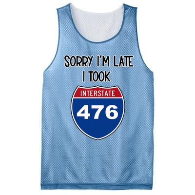 Sorry IM Late I Took Interstate 476 Traffic Car Hwy Highway Mesh Reversible Basketball Jersey Tank