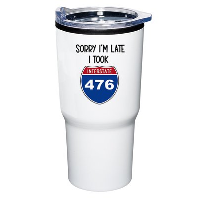 Sorry IM Late I Took Interstate 476 Traffic Car Hwy Highway Tumbler