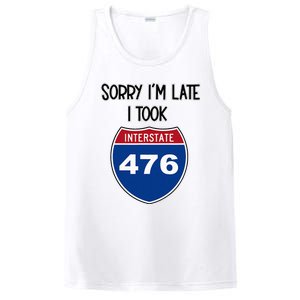 Sorry IM Late I Took Interstate 476 Traffic Car Hwy Highway PosiCharge Competitor Tank