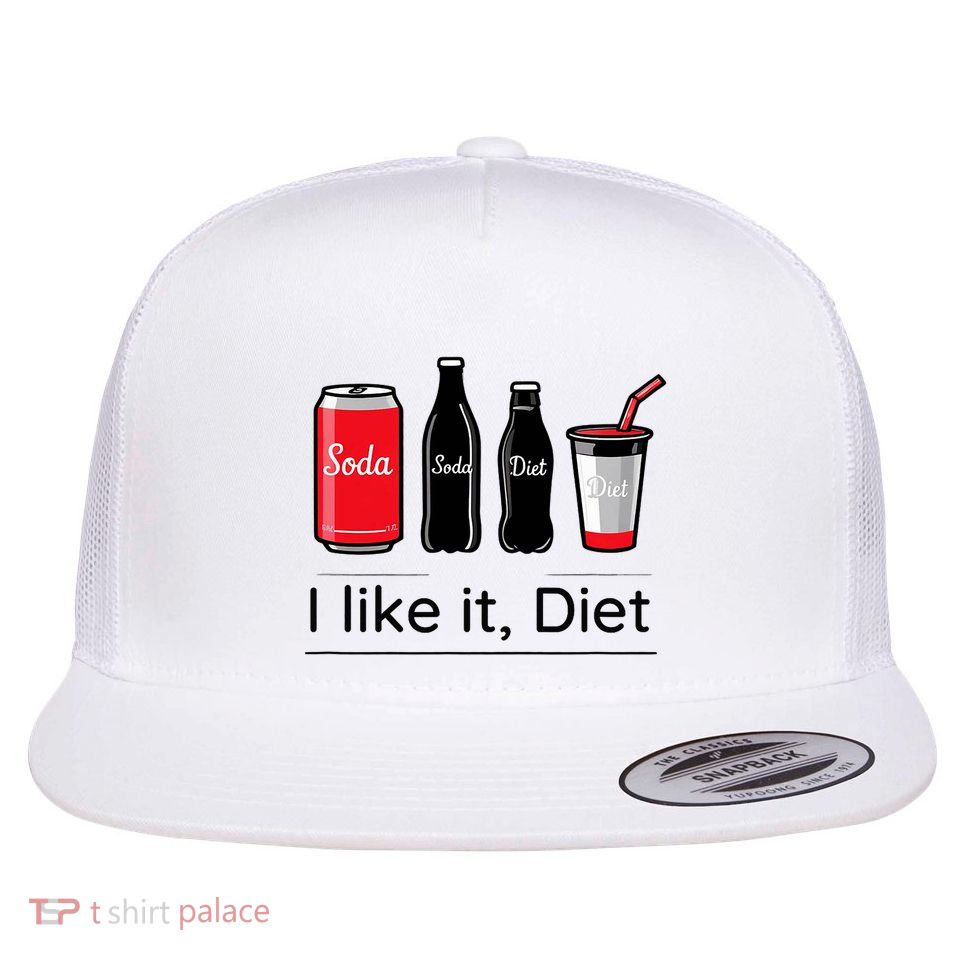 Soda I Like It Diet Essentials Morning Beverage Love Flat Bill Trucker Hat