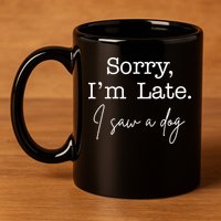 Sorry I'm Late I Saw A Dog 11oz C Handle Ceramic Mug