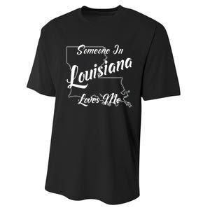 Someone In Louisiana Loves Me State Map Outline Performance Sprint T-Shirt