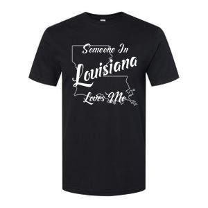 Someone In Louisiana Loves Me State Map Outline Softstyle CVC T-Shirt