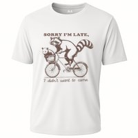 Sorry IM Late I DidnT Want To Come Racoon Cooling Performance Crew T-Shirt