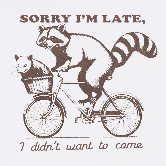 Sorry IM Late I DidnT Want To Come Racoon Wool Snapback Cap