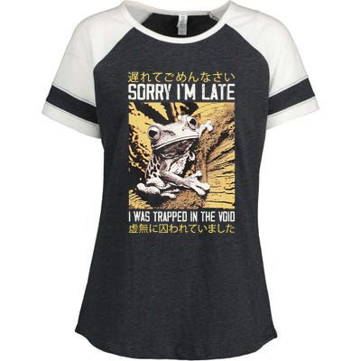 Sorry IM Late I Was Trapped In The Void Japanese Frog Enza Ladies Jersey Colorblock Tee