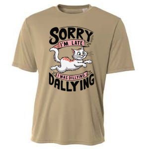 Sorry IM Late I Was Dilly Dallying Cute Baby Cat Cooling Performance Crew T-Shirt