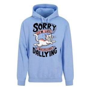 Sorry IM Late I Was Dilly Dallying Cute Baby Cat Unisex Surf Hoodie