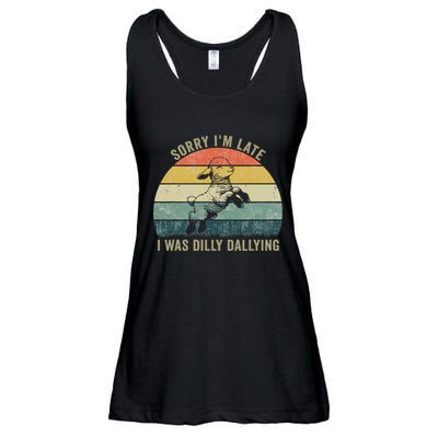 Sorry IM Late I Was Dilly Dallying Ladies Essential Flowy Tank