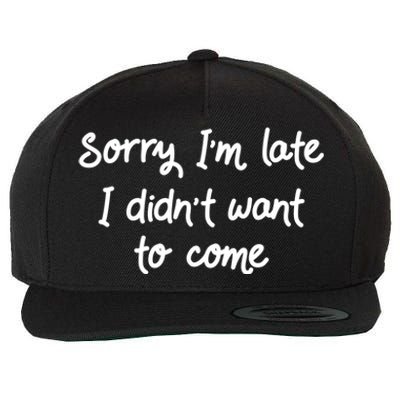 Sorry Im Late I Didnt Want To Come Antisocial Introvert Great Gift Wool Snapback Cap