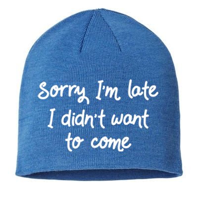 Sorry Im Late I Didnt Want To Come Antisocial Introvert Great Gift Sustainable Beanie