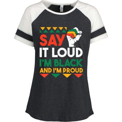 Say It Loud I'm Black & I'm Proud Black History Month Enza Ladies Jersey Colorblock Tee